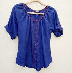 Express Blue Blouse Short Sleeves Size XS